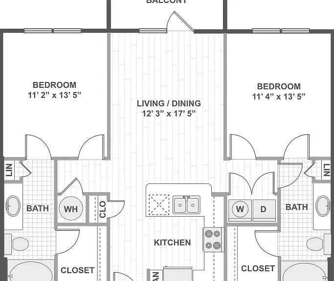 2 Bedroom 22B Floorplan Diagram