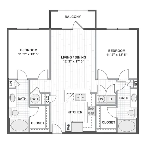 Floor plan 2 Bedroom 22B