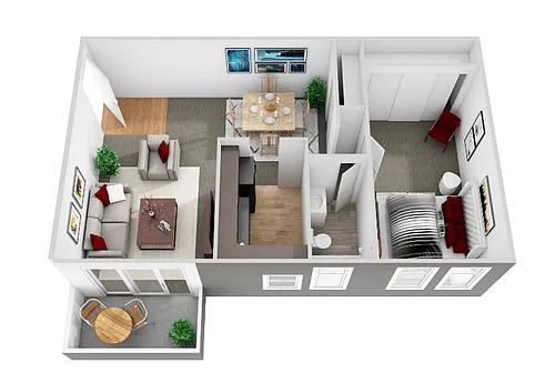 Floor plan Renovated One Bedroom