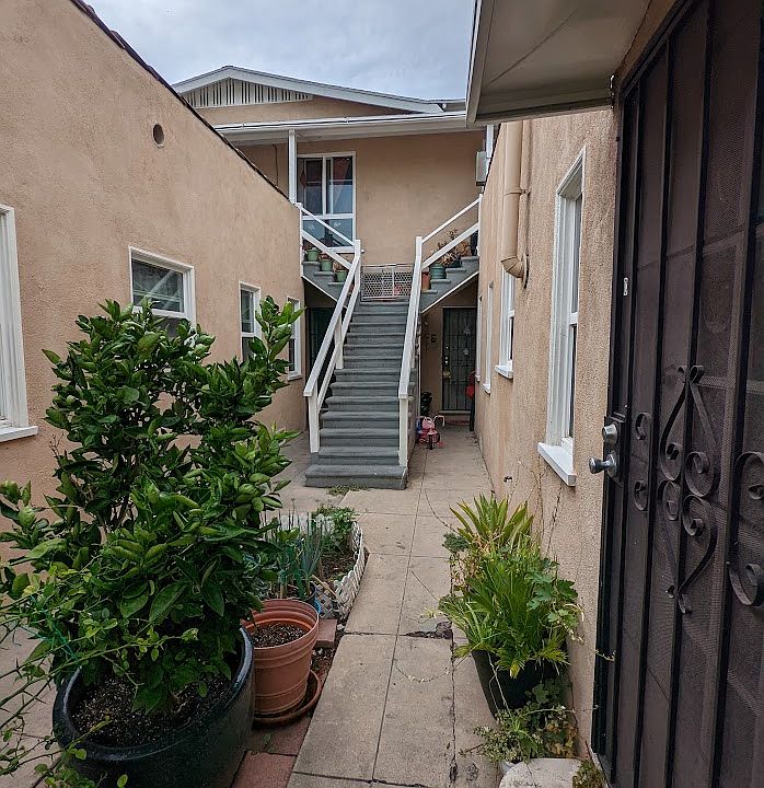 One unit upstairs at the back of the building.