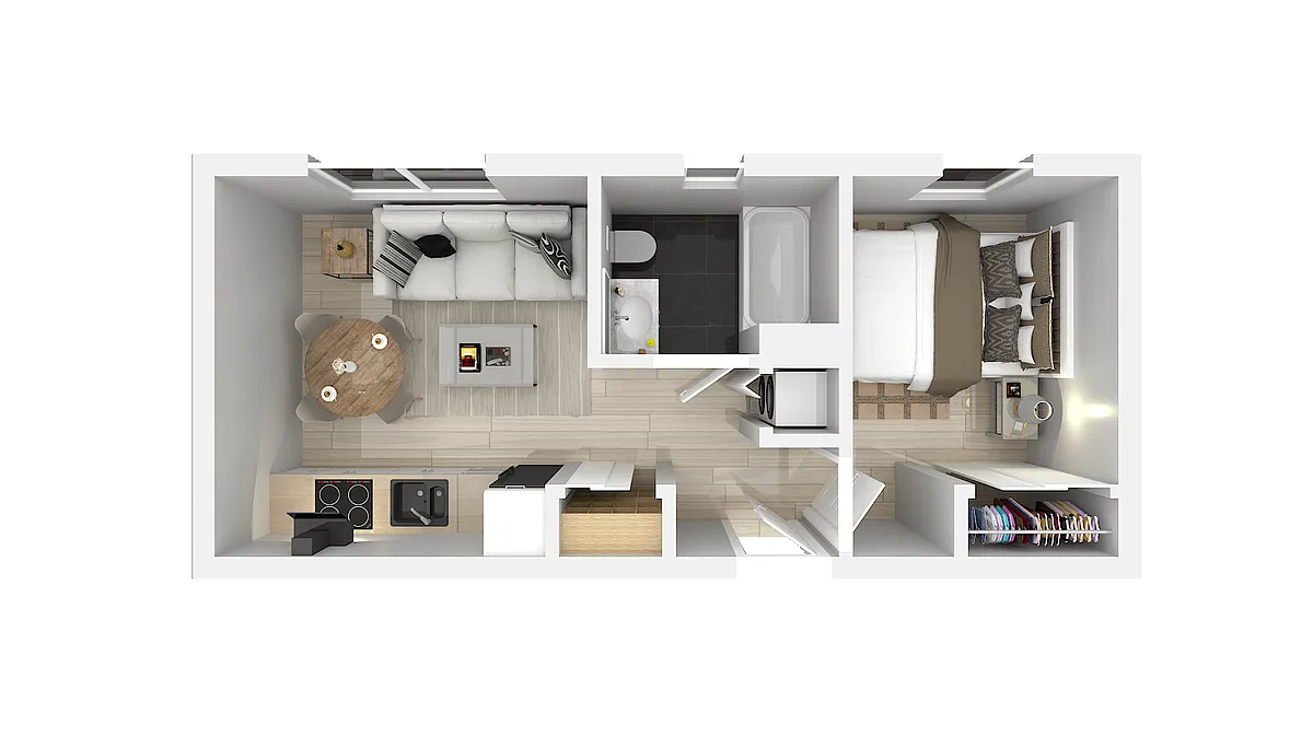 Floor plan One Bedroom One Bath A