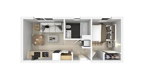 Floor plan One Bedroom One Bath A