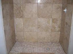 All new travertine showers