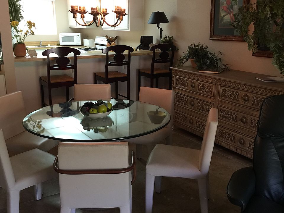 Dining area with bar seating.