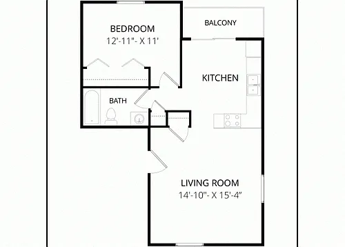 Floor plan One Bedroom Condo