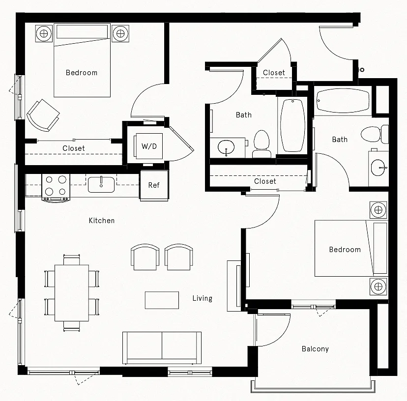 Floor plan 2 Bed/2 Bath-E2