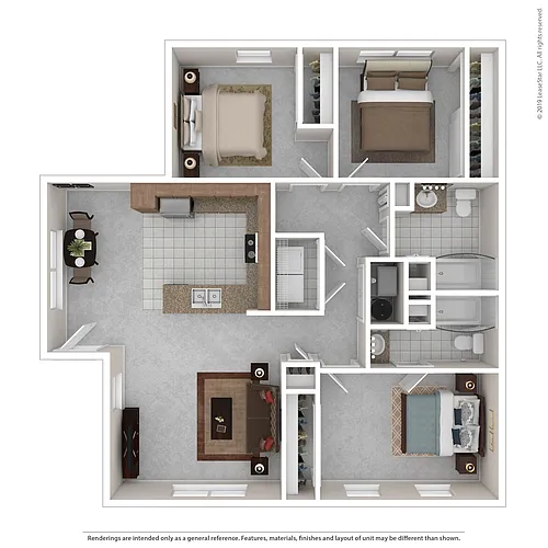 Floor plan Three Bedroom Two Bath