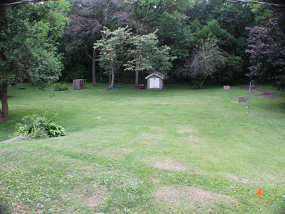 Backyard with storage shed