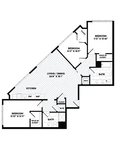 Floor plan 3 Bed/2 Bath-C2