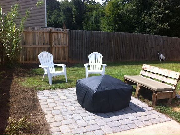 Stone patio and fire pit