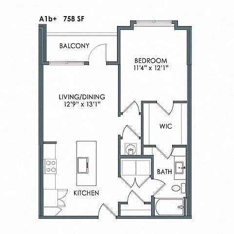 Floor plan One Bedroom One Bathroom