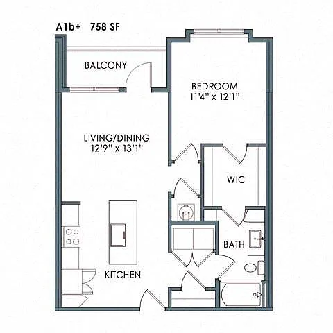 Floor plan One Bedroom One Bathroom