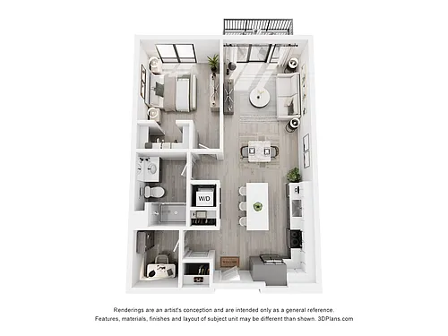 Floor plan A2B One Bedroom w/ Den One Bathroom