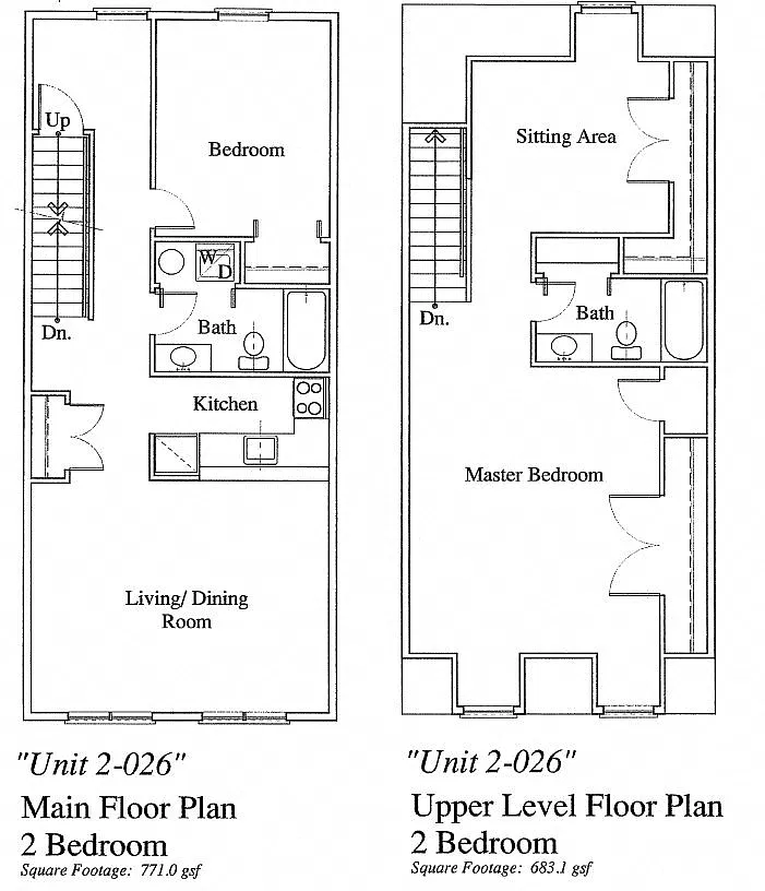 Floor plan 2 Bedroom Townhouse