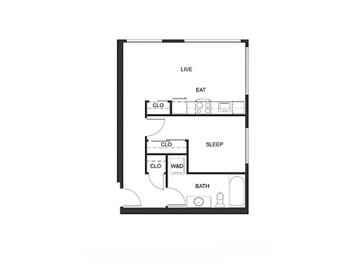 Floor plan 1x1 - A19 - Iron Flats