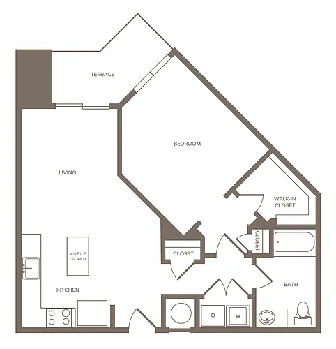 Floor plan 1 Bed/1 Bath-F