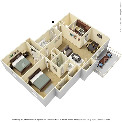 Floor plan Two Bedroom, Two Bath