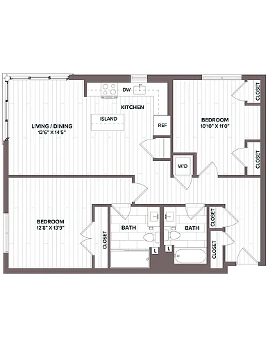 Floor plan 2 Bed/2 Bath -B2 Bldg C