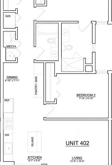 Explore the contemporary design of Unit 402, optimized for comfort and style. Explore the contemporary design of Unit 402, optimized for comfort and style.