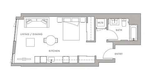 Floor plan 0BD, 1BTH S4