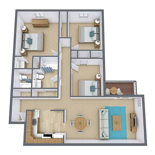 Floor plan Three Bedroom 32B