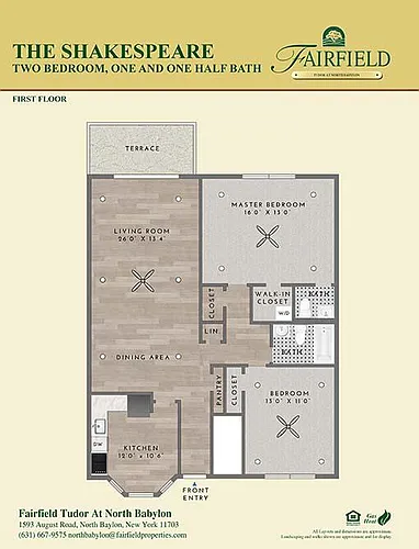 Floor plan SHAKESPEARE - 2BR, 1.5BTH, LOWER