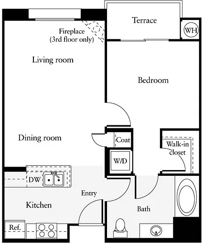 Floor plan 1 Bedroom A
