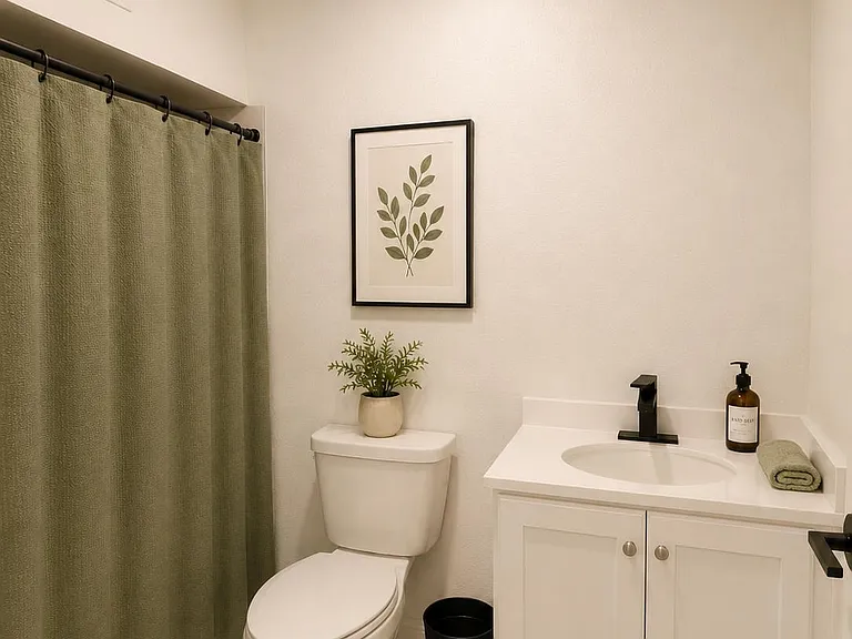 Clean full bath with a shower/tub combo, vanity with storage, and updated fixtures for everyday convenience.