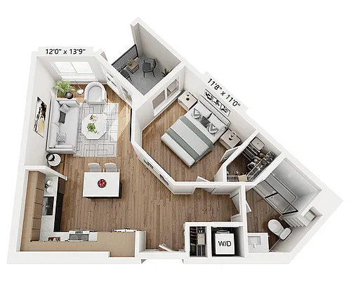Floor plan One bedroom (A1B)