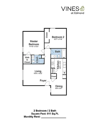 Floor plan 2 Bed 2 Bath