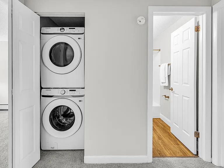 Enjoy ultimate laundry convenience with full-size stackable washer and dryer appliances in select apartment homes.