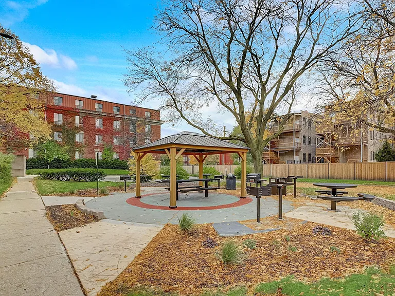BBQ Gazebo: Plenty of grills and shade for folks to enjoy those Chicago summers