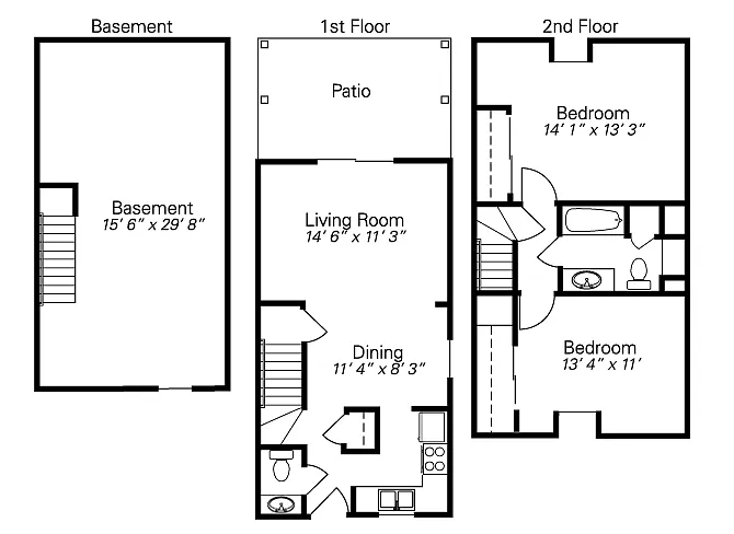 Floor plan 2-Bedroom Townhome