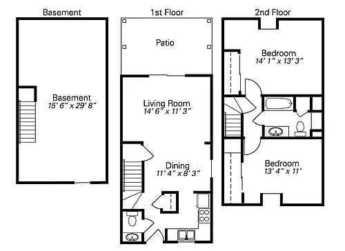 Floor plan 2-Bedroom Townhome