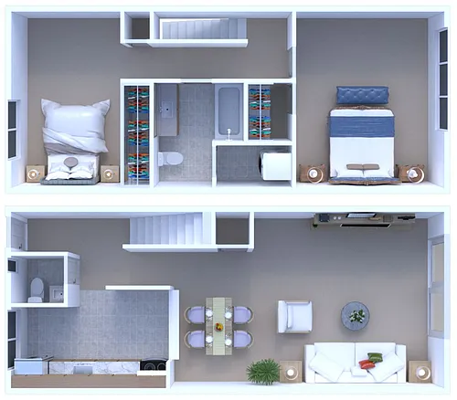 Floor plan 2 BR - 1.5 BTH Renovated
