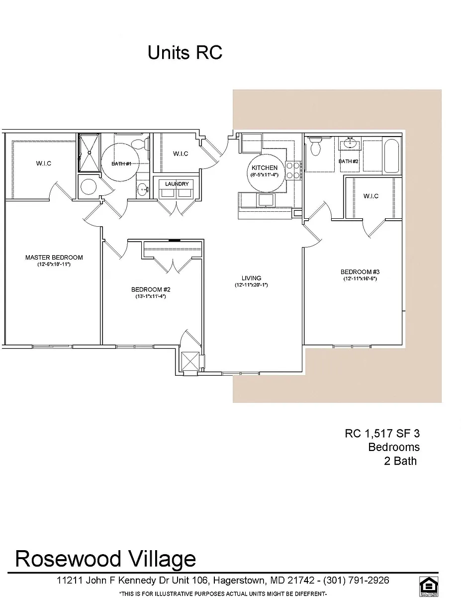 Floor plan 3 bed 2 bath RC