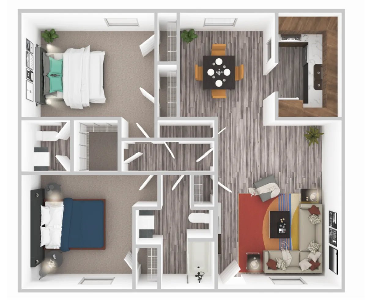 Floor plan 2 Bedroom - Courtyard