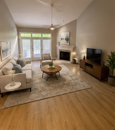 family room with gas fireplace