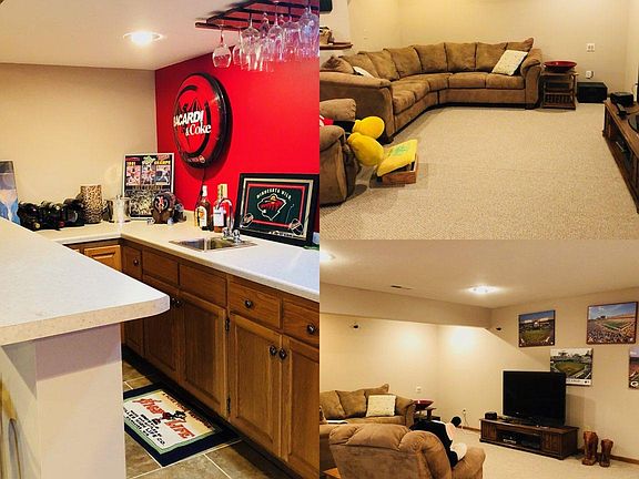 Basement wet bar and living 