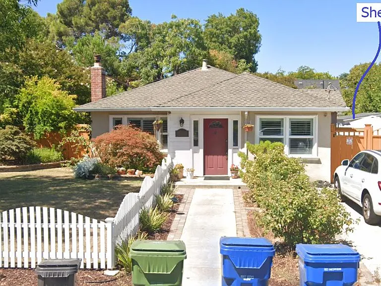 Street View showing private cottage entrance and shed location