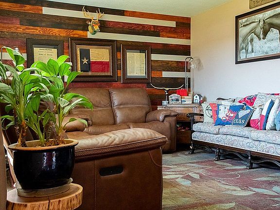 Living Room with plank wall