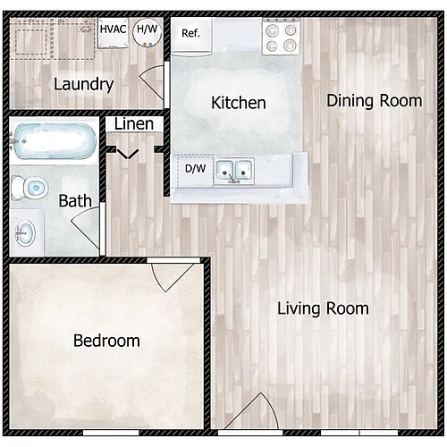 Floor plan 1 Bed 1 Bath