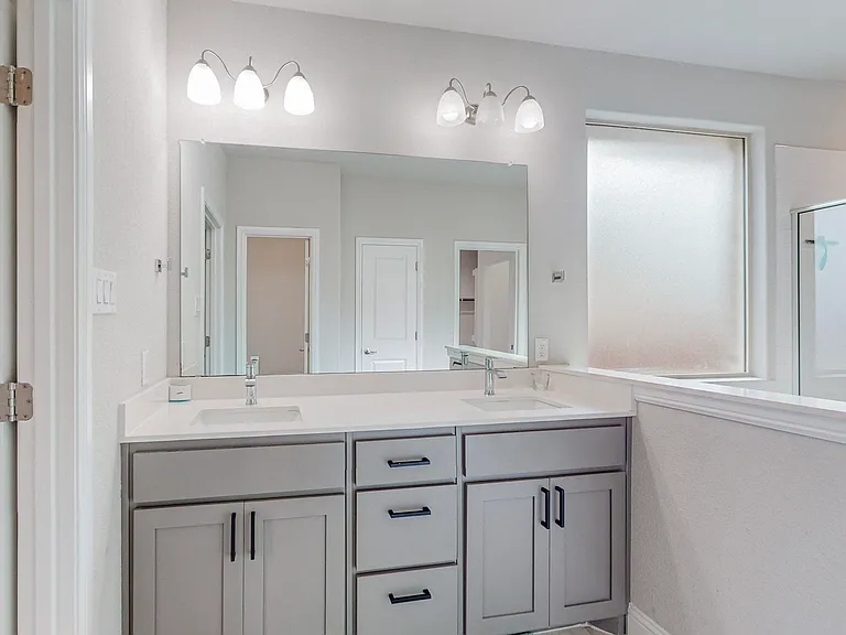 Primary bath with a double sink vanity