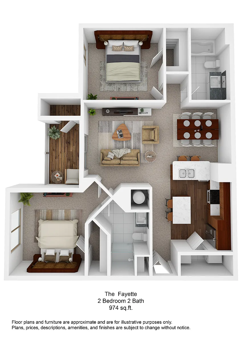 Floor plan B1 Fayette - Two Bedroom, Two Bathroom