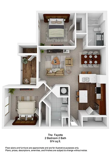 Floor plan B1 Fayette - Two Bedroom, Two Bathroom