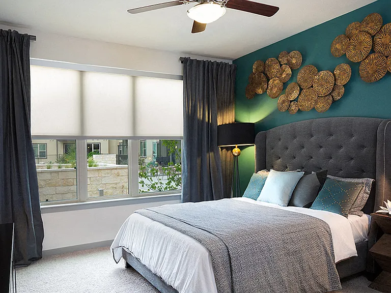 Large windows with roller solar shades