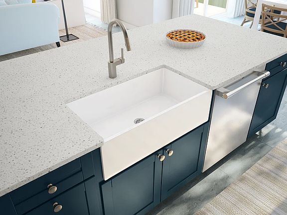 Kitchen with apron-front sink