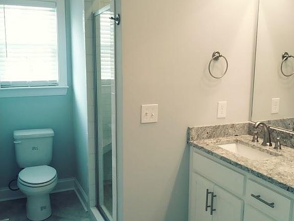 Large master shower. Double vanities.