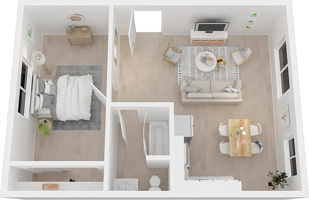 Floor plan 1BR/1BA-F