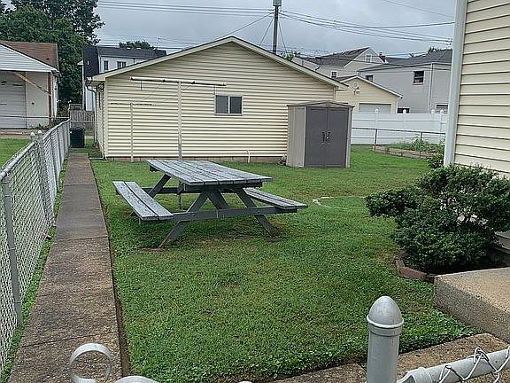 Back yard and garage
